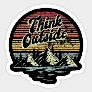 Funny Outdoor Adventure - Think Outside No Box Required Sticker